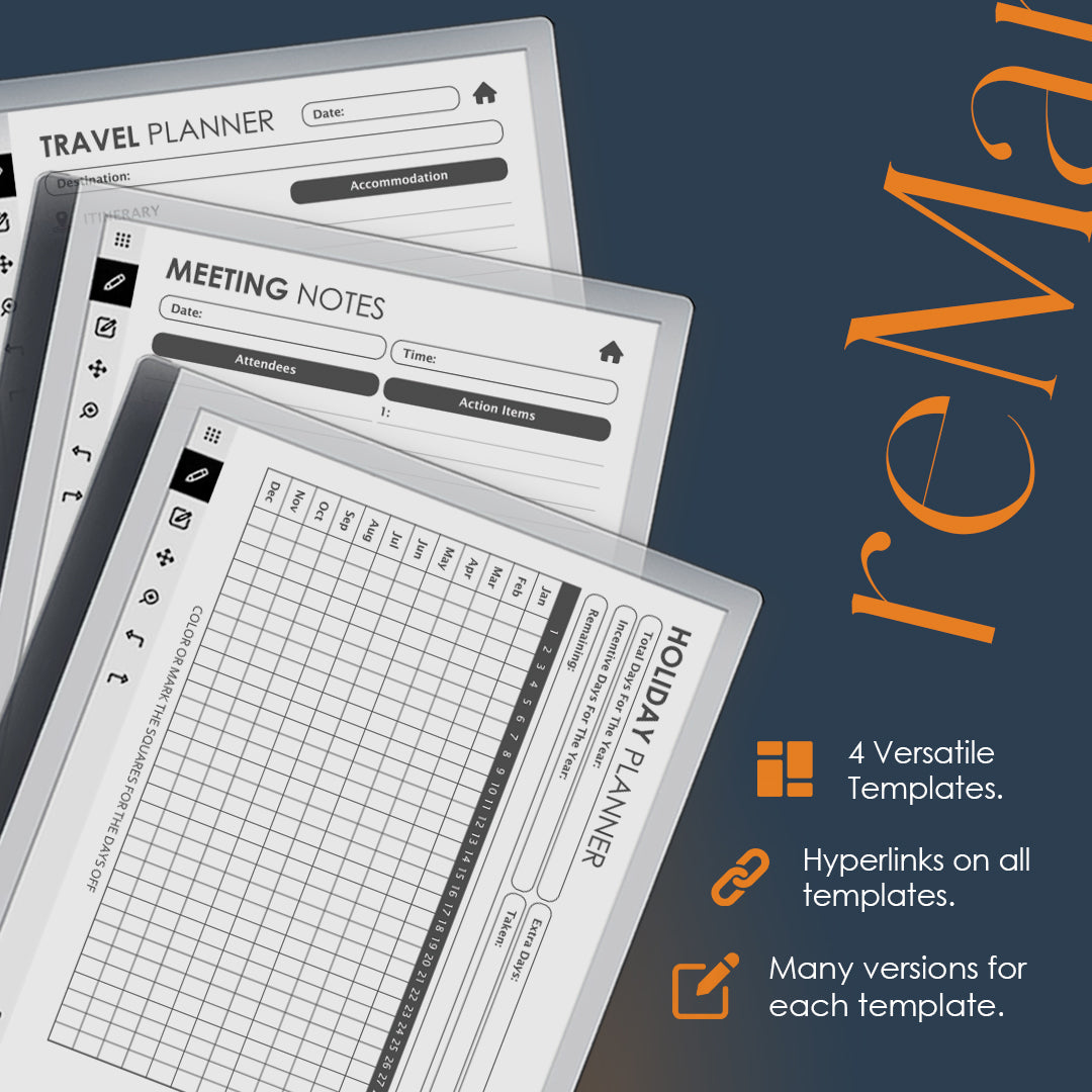 reMarkable Travel Planner Templates
